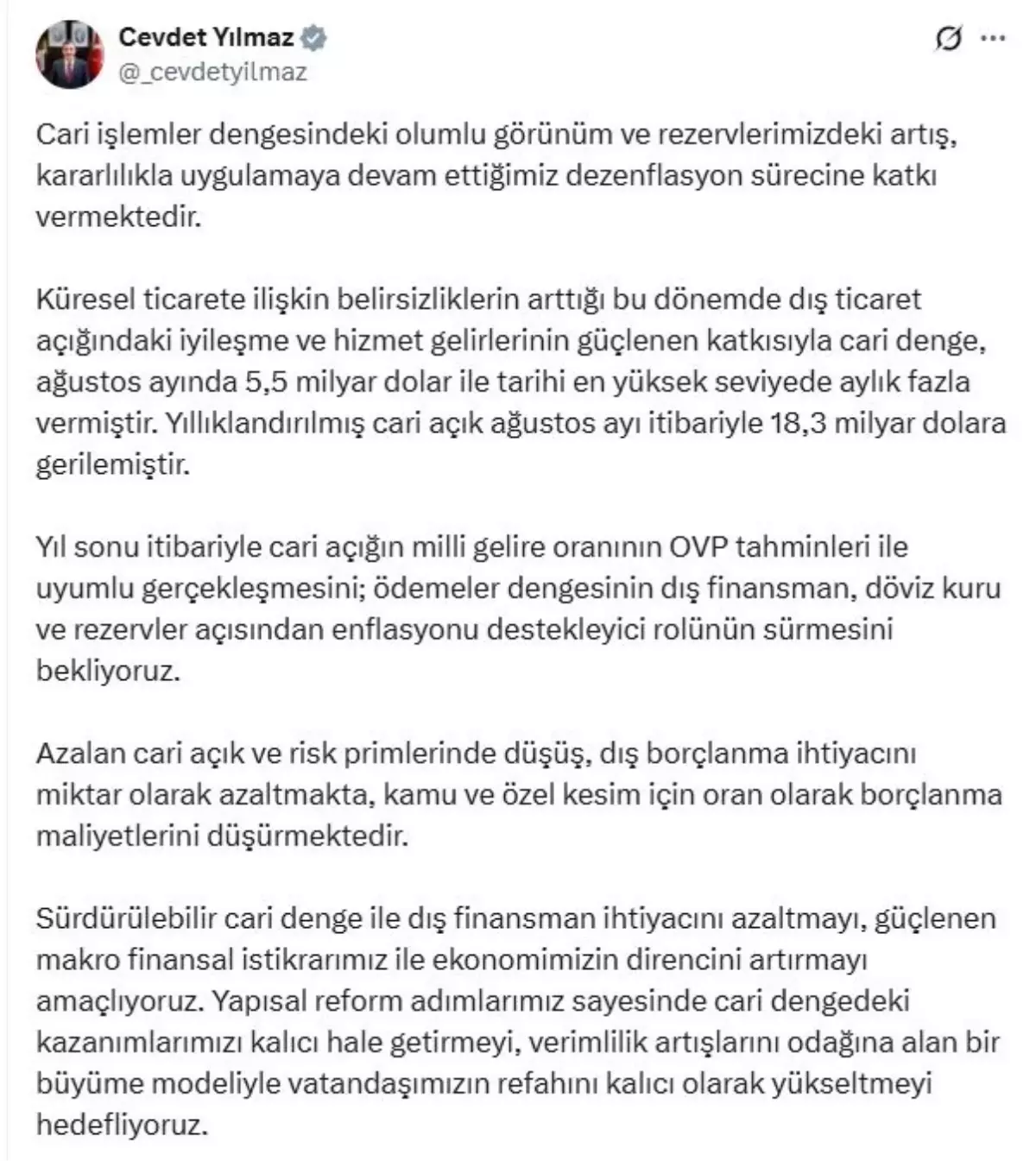 cevdet yilmaz cari islemler dengesindeki olumlu gelismeler surecek xBHB9Y8I.jpg